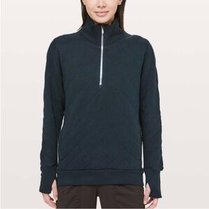LuluLemon Women's Blue Quilted Half-Zip Top